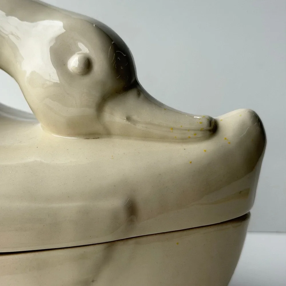 Vintage‎ Duck Tureen Covered Dish Cream Farmhouse Ceramic Cottagecore Country